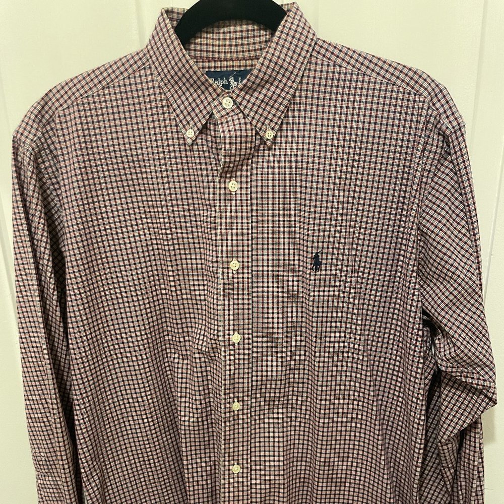Ralph Lauren Plaid Red & Blue Tones Long Sleeve Size S Mens